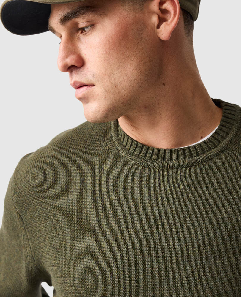 Gunn Crew Knit, LODEN, Flat Lay