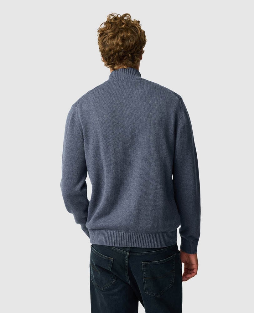Merrick Bay 1/4 Zip Sweater, STONEWASH, Back