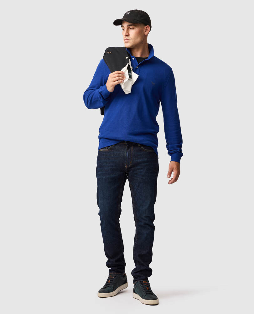 Ls Gunn Polo, DARK COBALT, Off Front