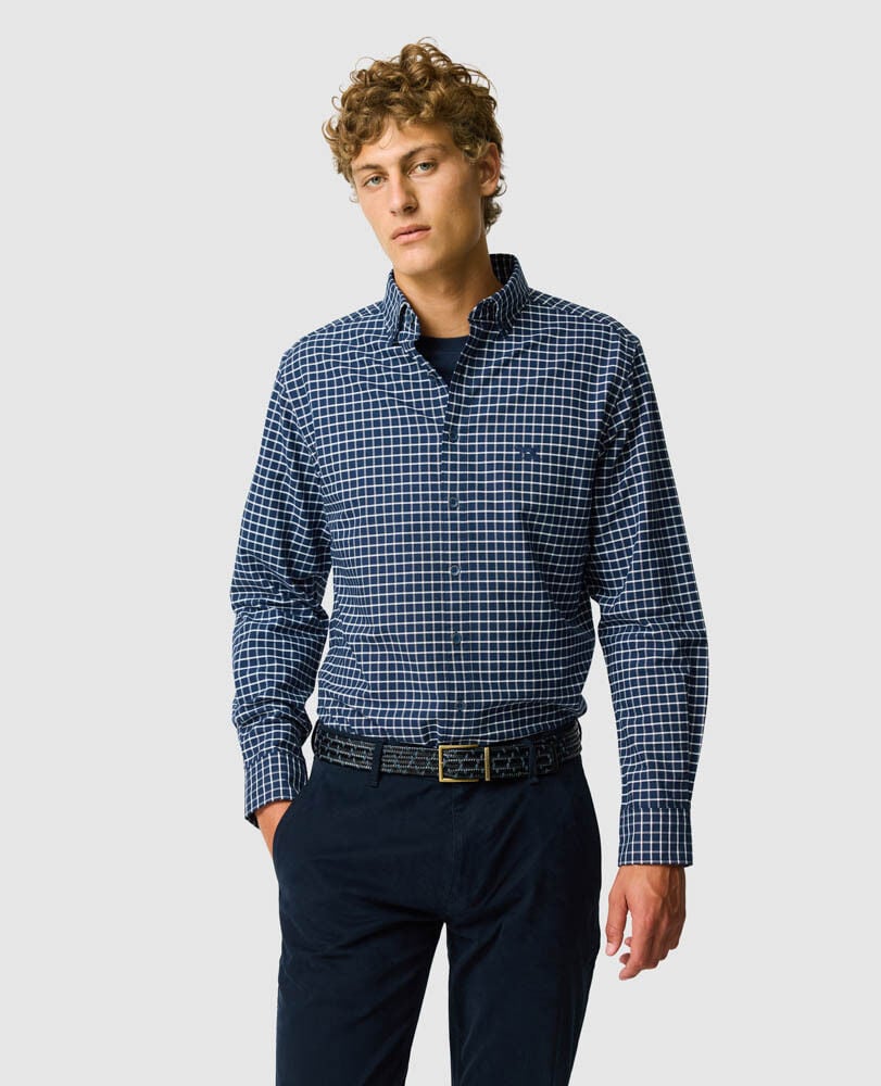 Gunn Check Oxfordhemd 3 in sportlicher Passform, MITTERNACHT, Front