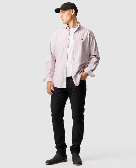 Gunn Oxford Stripe 4 Of Shirt, POPPY