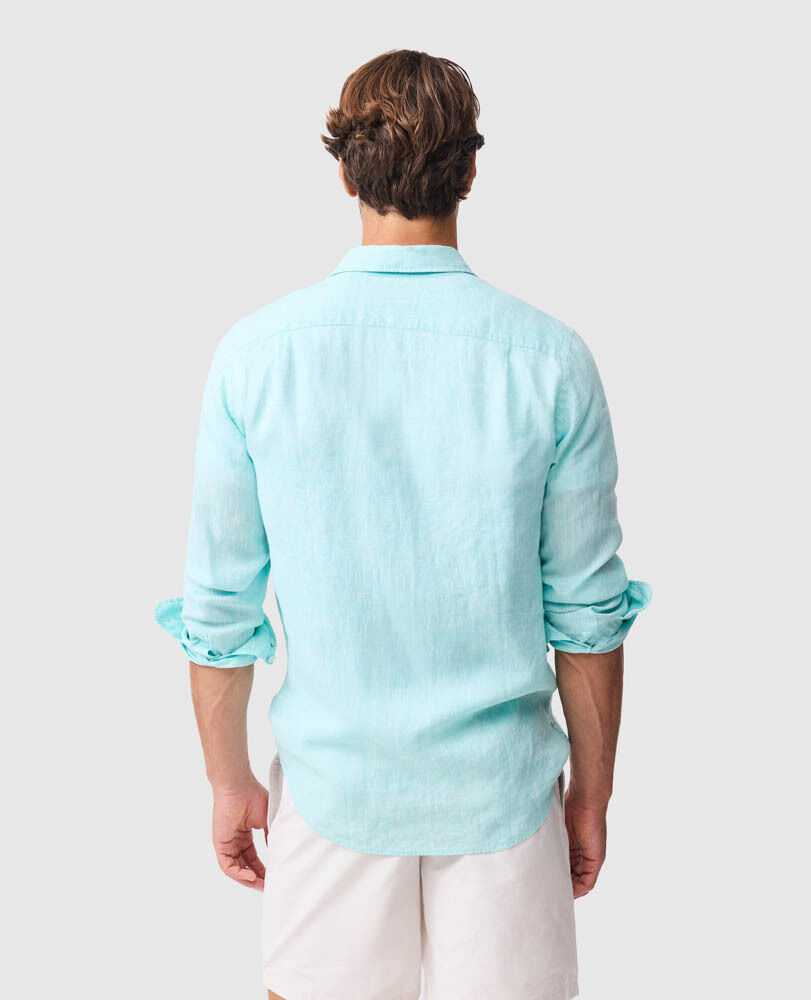 Chemise slim en lin Coromandel, MENTHE, Back