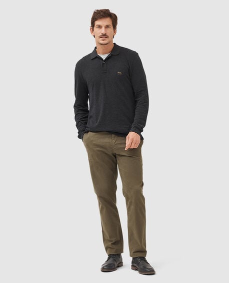 Long Sleeve Sports Fit Gunn Polo, CHARCOAL