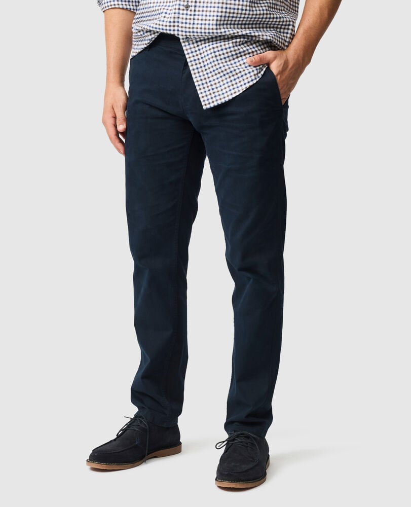 Pantalon chino droit thomas road, BLEU NUIT, Front