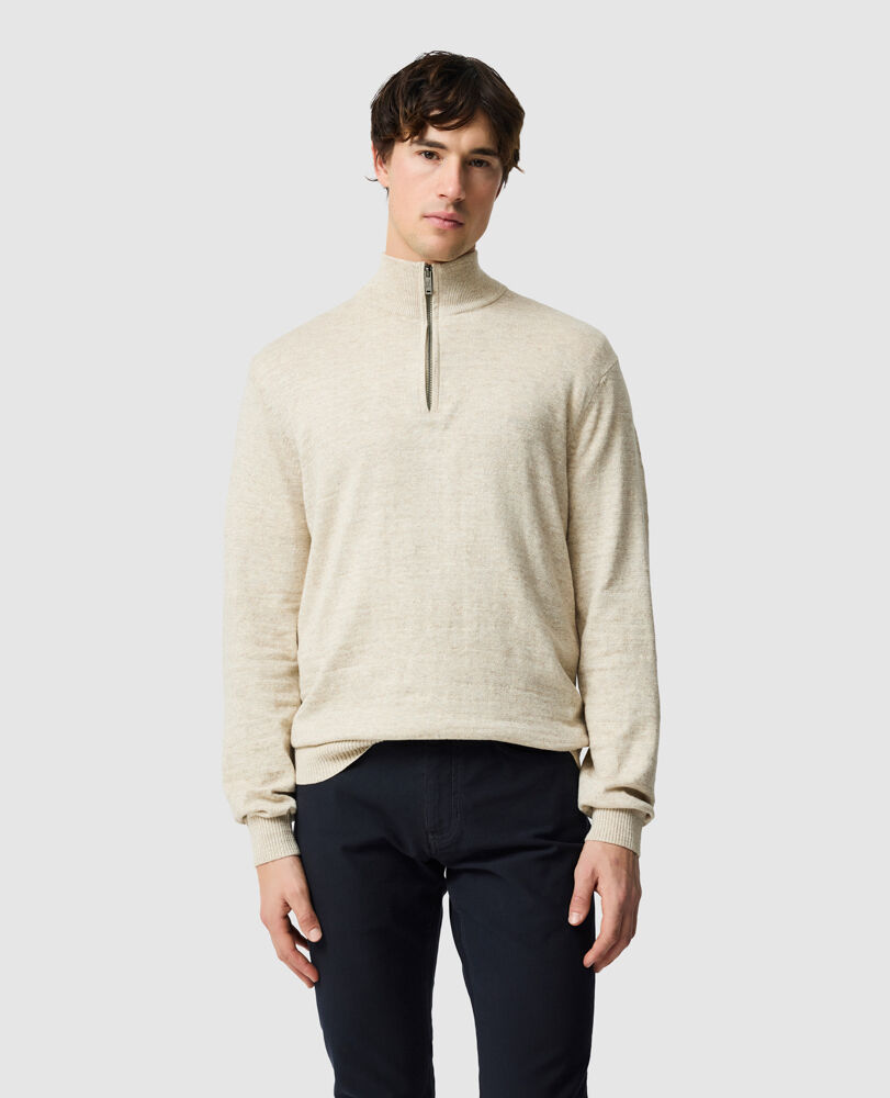 Fortrose 1/4 Zip Knit, STROH, Front