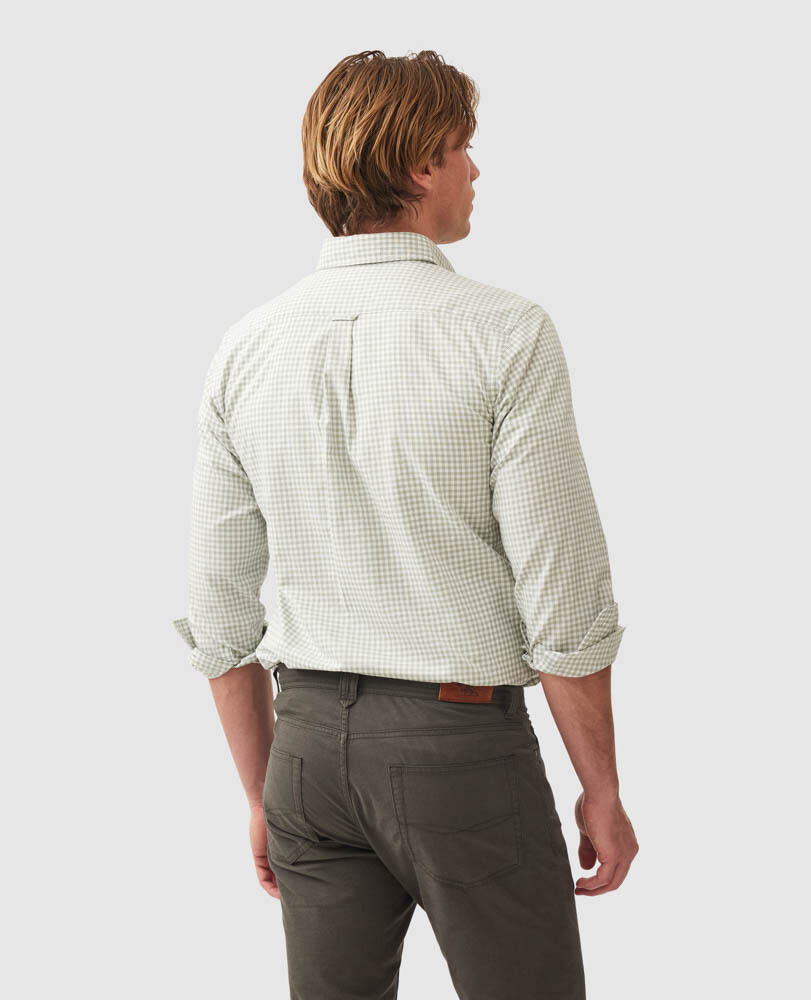 Gunn Check Oxfordhemd mit sportlicher Passform, SALBEI, Back