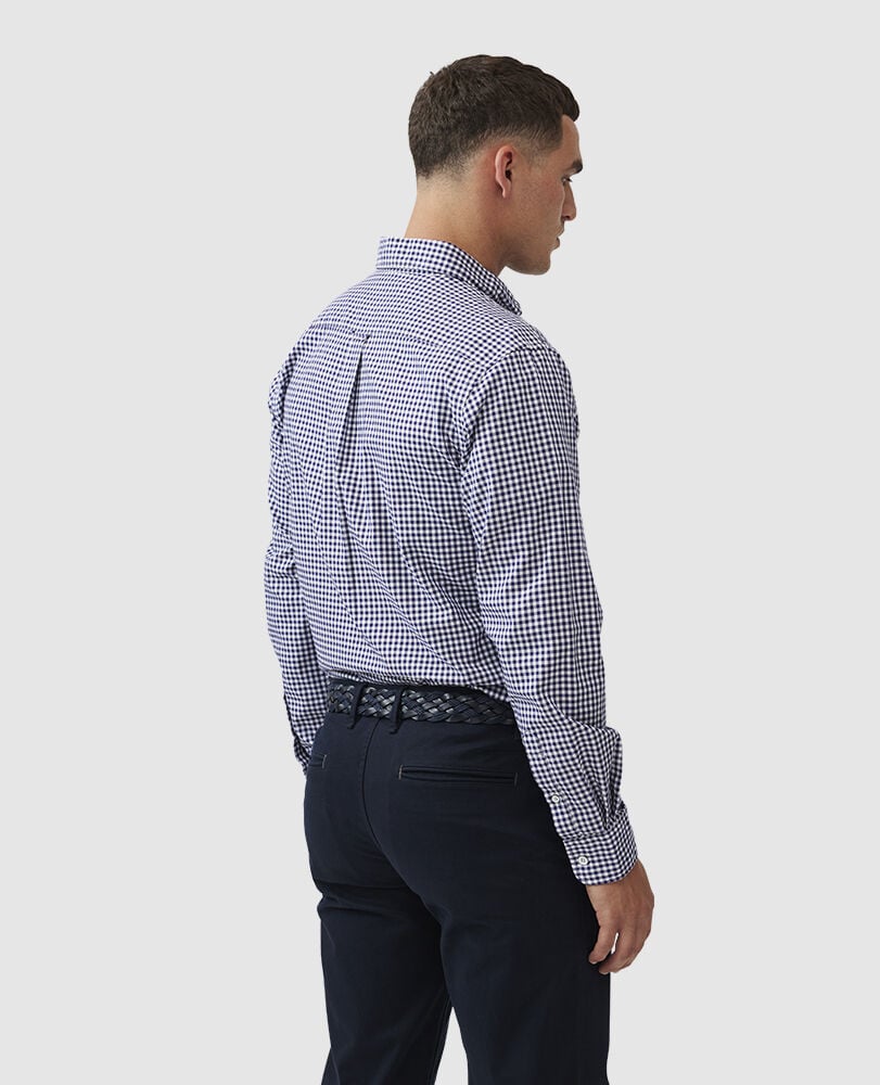 Gunn Check Oxford Sports Fit Shirt, SNOW, Back