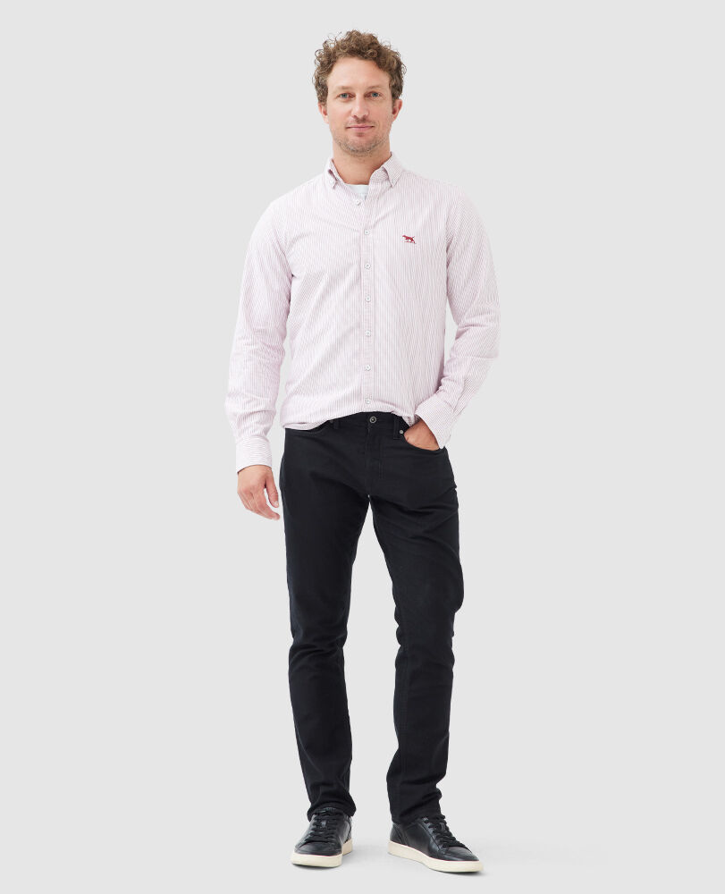 Gestreiftes Oxfordhemd Gunn mit sportlicher Passform, HAFEN, Off Front
