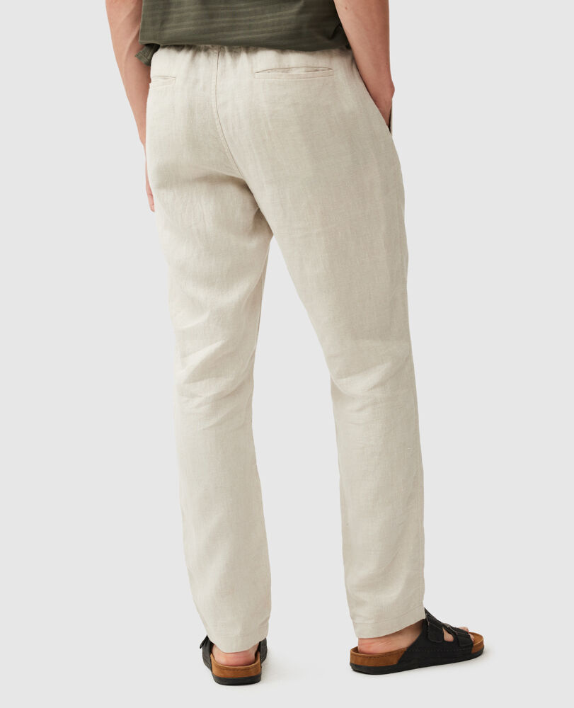 Resort-Hose aus Leinen, HAFERBREI, Back