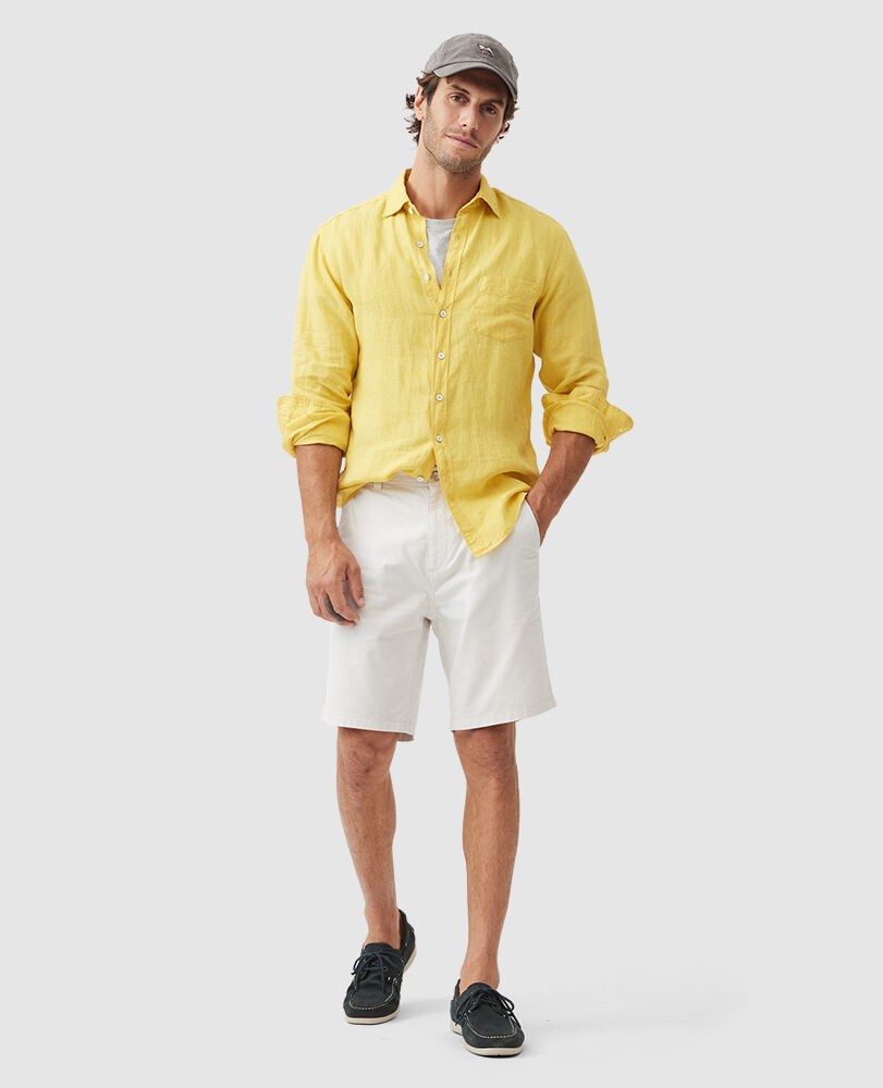 Chemise slim en lin Coromandel, CANARIE, Off Front