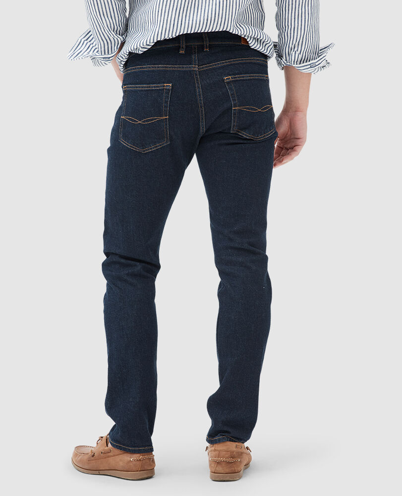 Jeans Sutton aus italienischem Denim mit gerader Passform, DUNKELBLAU, Back