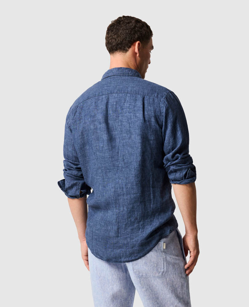 Chemise slim en lin Coromandel, MARINE, Back