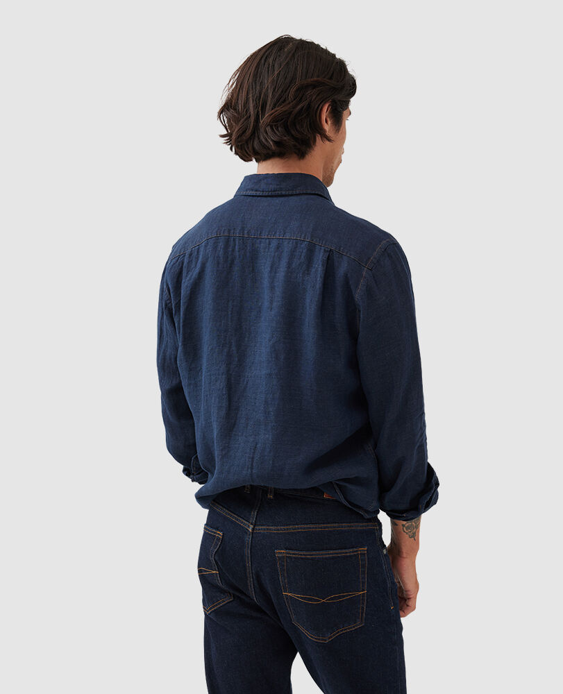 Hemd Kingswell in sportlicher Passform, RAUES INDIGO, Back