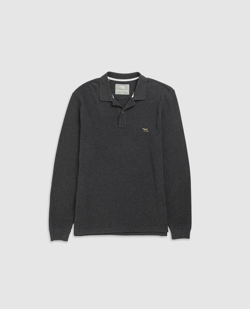 Long Sleeve Sports Fit Gunn Polo, CHARCOAL, Flat Lay