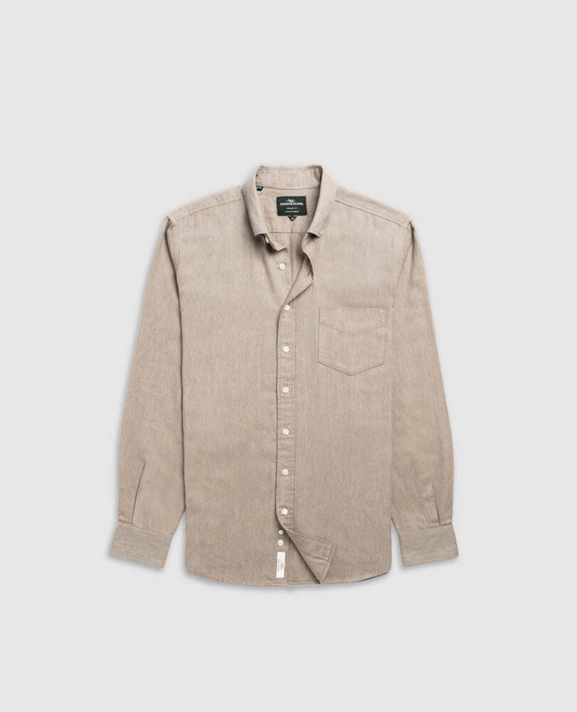 Barrhill Sports Fit Shirt, TAUPE, Front
