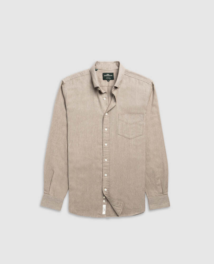 Barrhill Sports Fit Shirt, TAUPE, Front