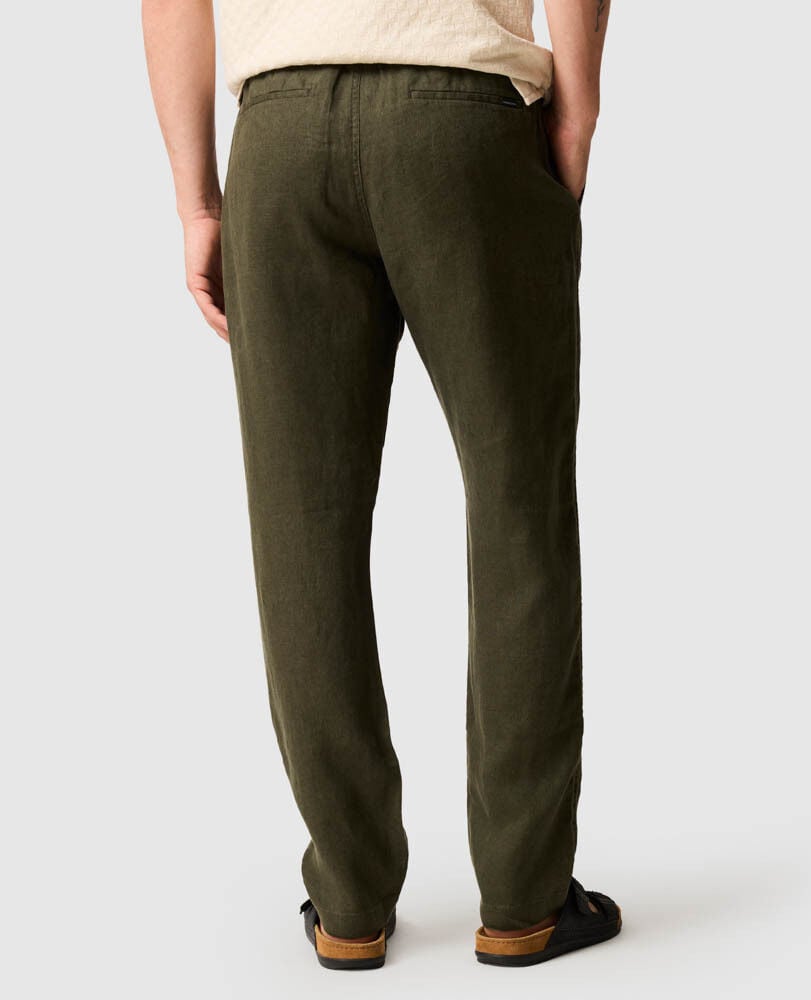 Linen Resort Pant, DARK OLIVE, Back