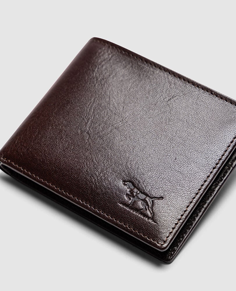 Wakefield Bi-Fold Wallet, CHOCOLATE, Flat Lay