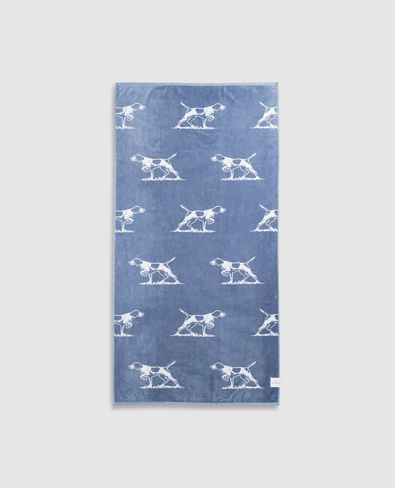 Dog Days Beach Towel, DENIM/WHITE, Front