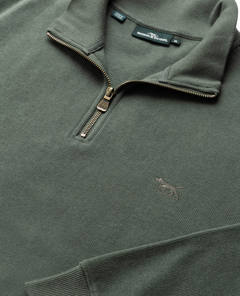 Sweatshirt col 1/4 zip alton ave, ARMY GREEN, Detail 2