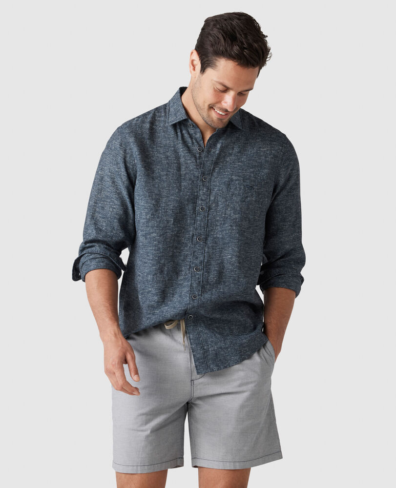 Motion Linen Shirt, INDIGO, Front