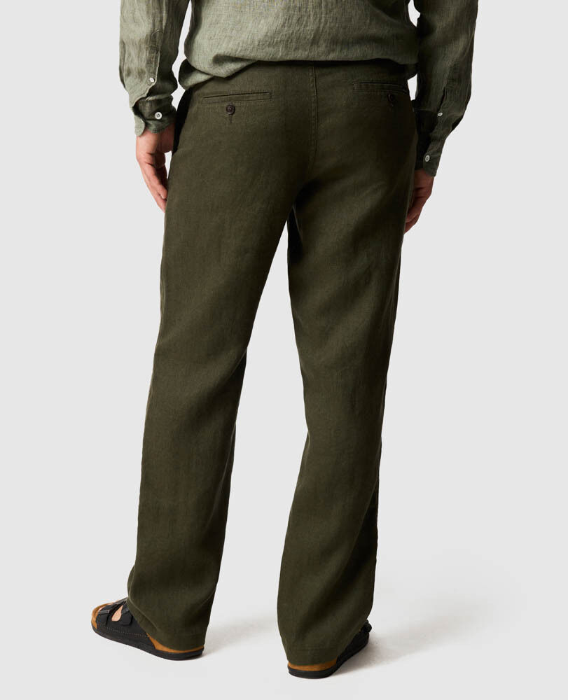 Resort Linen Pant, DARK OLIVE, Back