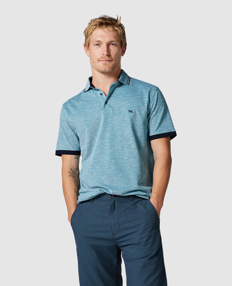 Palm Heights Polo, TEAL, Front