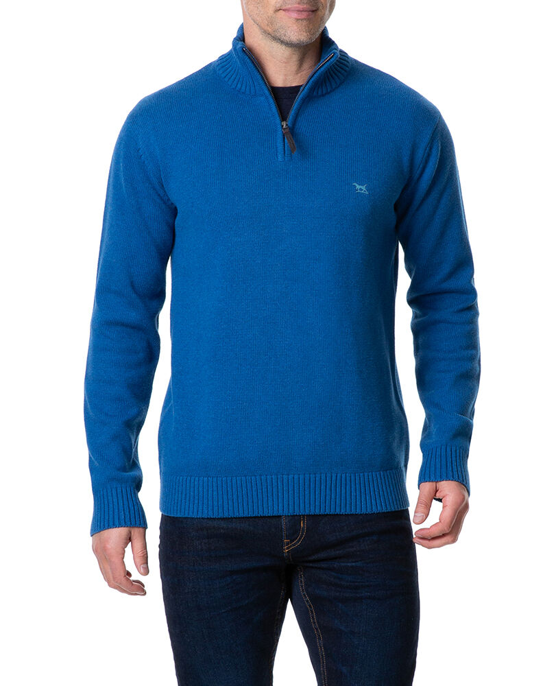 Merrick Bay 1/4 Zip Sweater, MARINE, Front