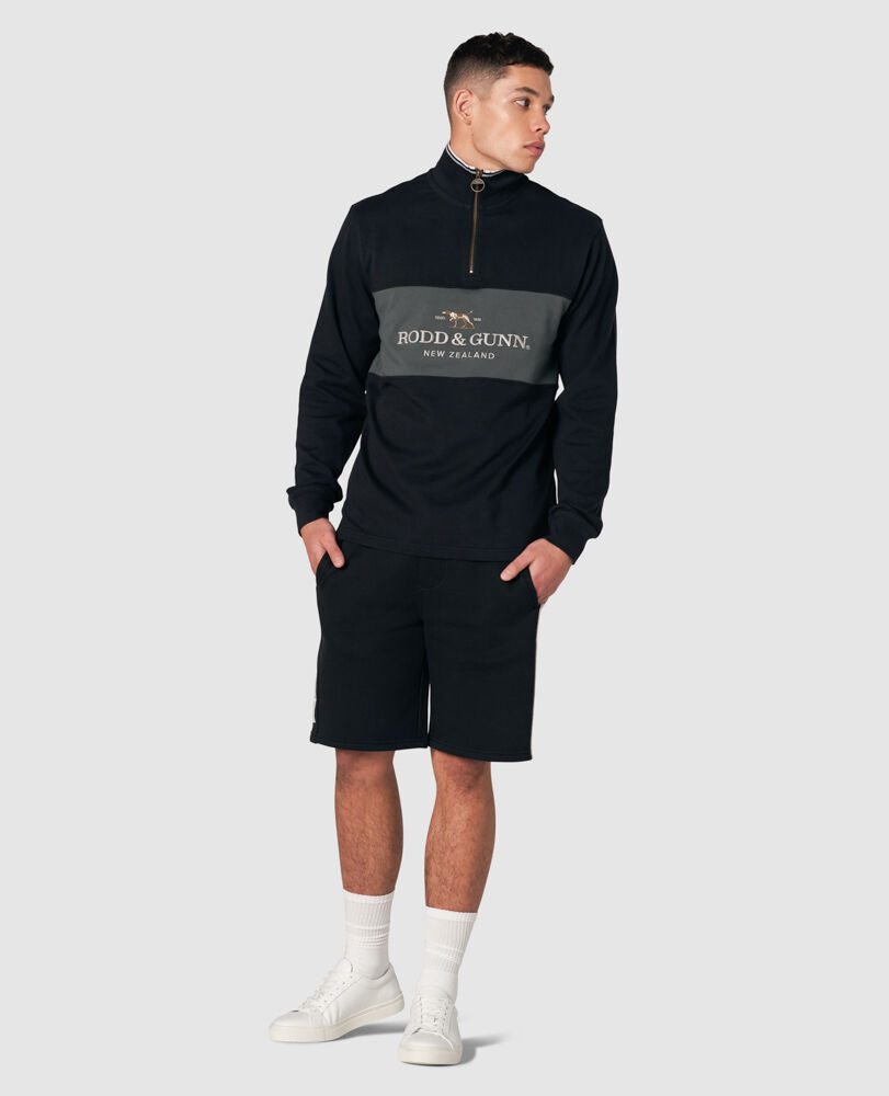 Sweatshirt col 1/4 zip Fernmark, ONYX, Off Front