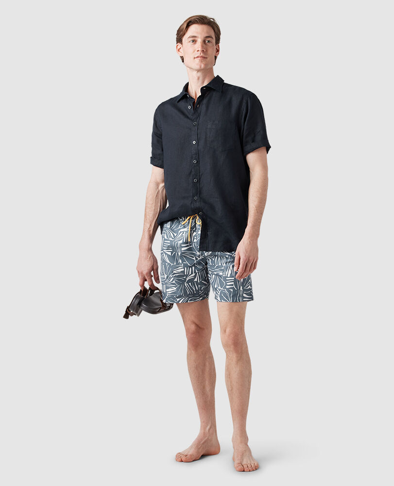 Chemise droite en lin Waiheke, BLEU NUIT, Off Front