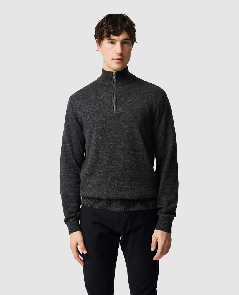 Fortrose 1/4 Zip Knit, ASCHGRAU, Front