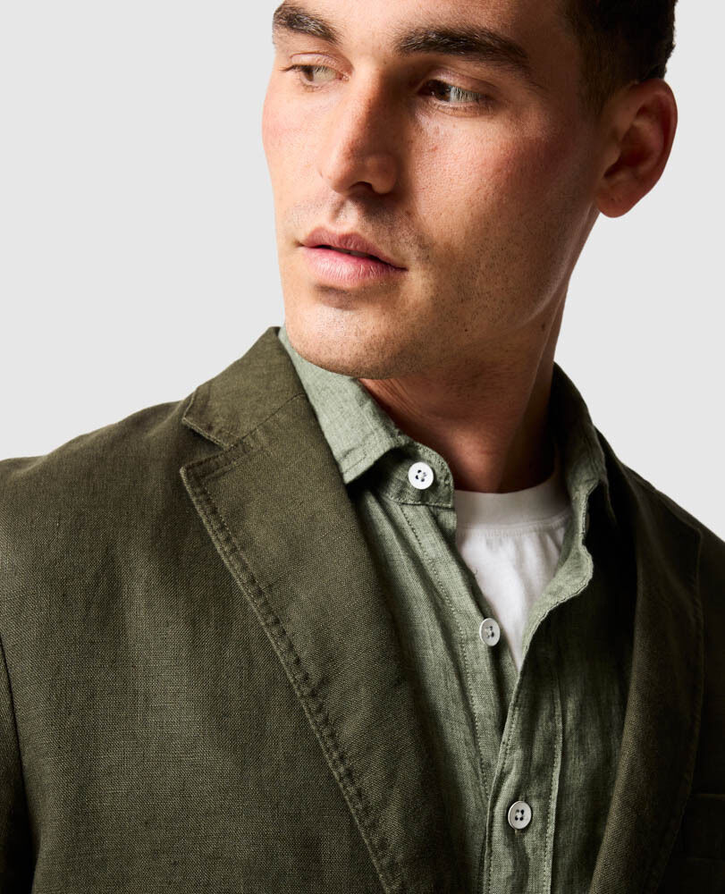 Resort Linen Jacket, DARK OLIVE, Flat Lay