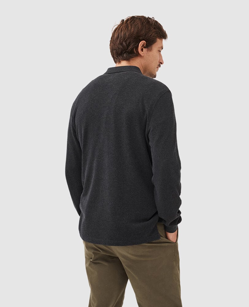 Long Sleeve Sports Fit Gunn Polo, CHARCOAL, Back