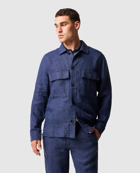 Resort Linen Shacket, MARINE