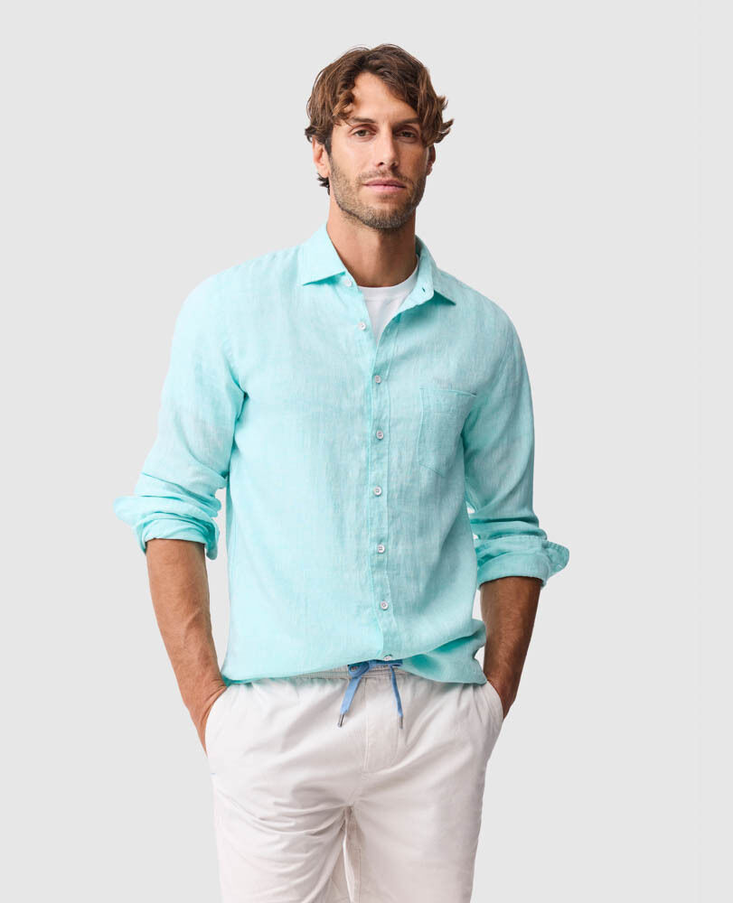 Chemise slim en lin Coromandel, MENTHE, Front