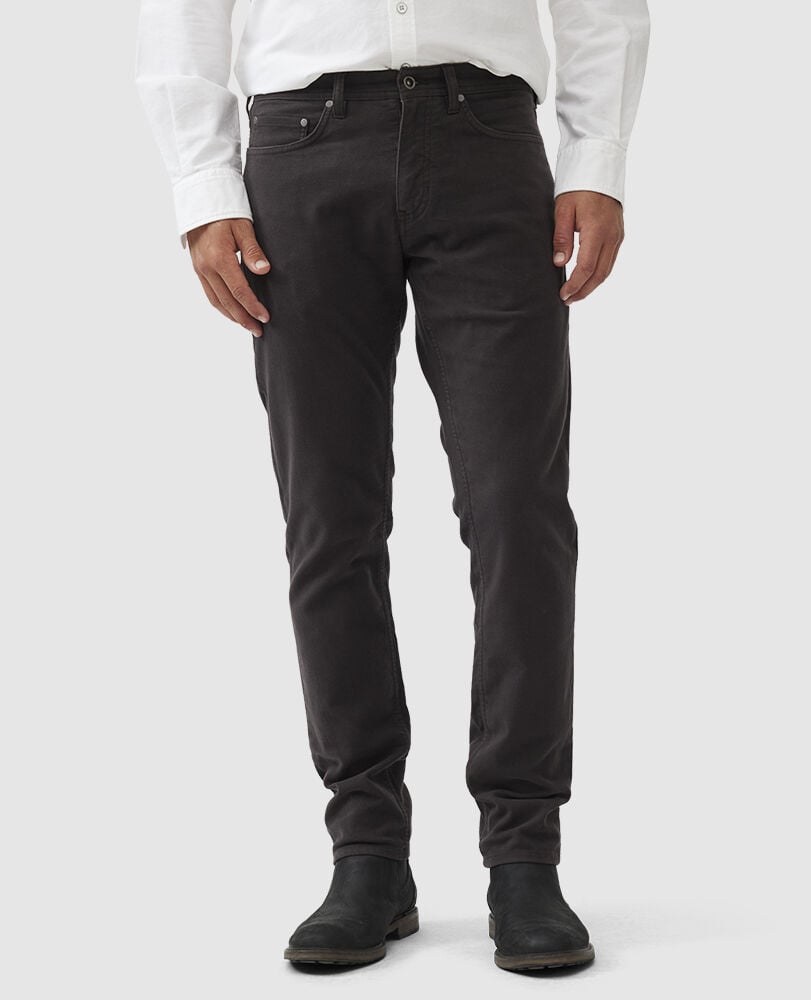 Albury Moleskin Straight Jean, CHARCOAL, Front