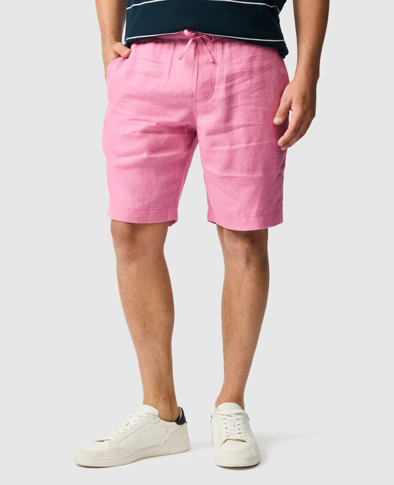Linen 9" Resort Short, GERANIUM, Front