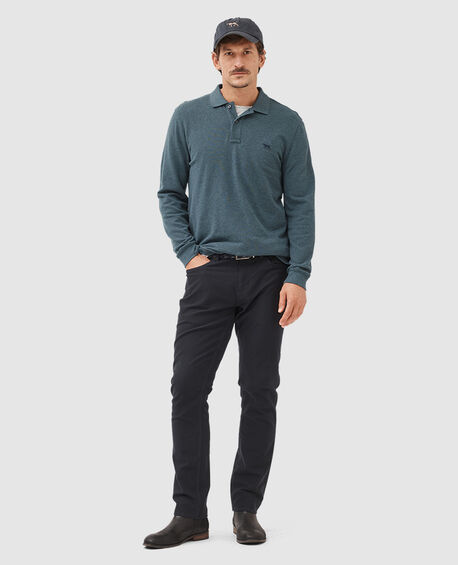 Long Sleeve Sports Fit Gunn Polo, DARK TEAL