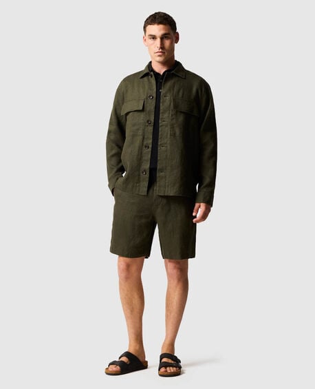 Resort Linen Shacket, DARK OLIVE