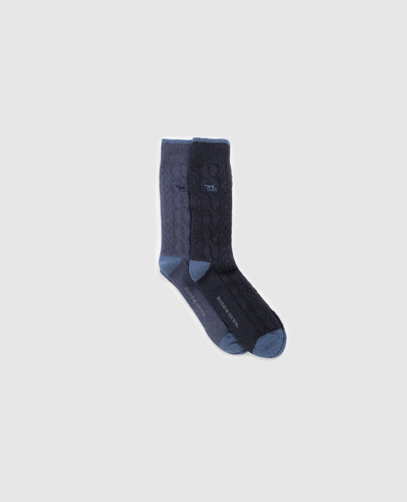 Dunedin Cable Sock 2 Pack, NAVY DENIM, Back