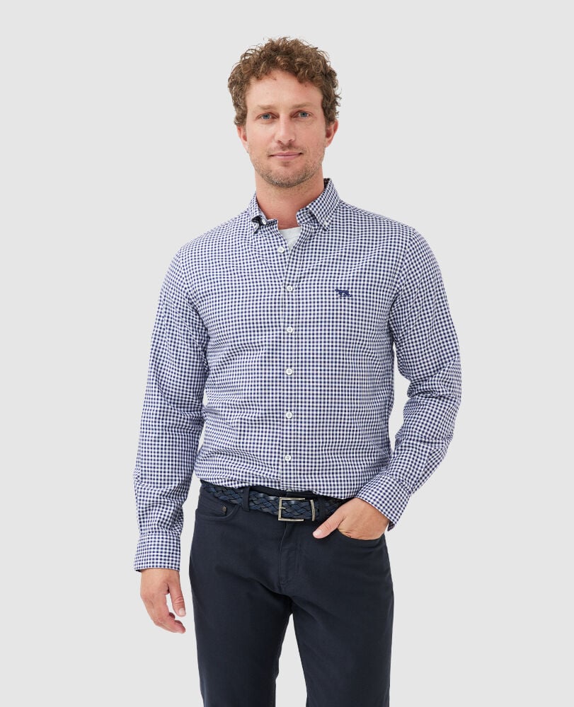 Gunn Check Oxford Sports Fit Shirt · Snow XS, SNOW, Front