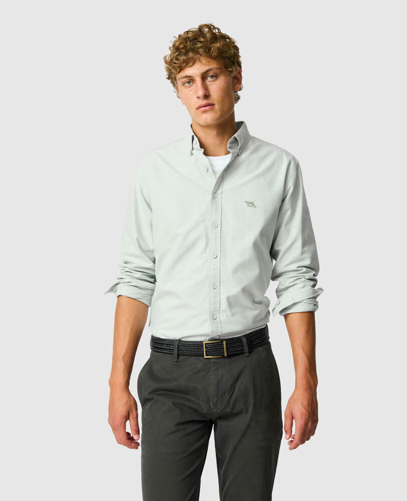 Chemise slim en coton oxford Gunn, EUCALYPTUS, Front