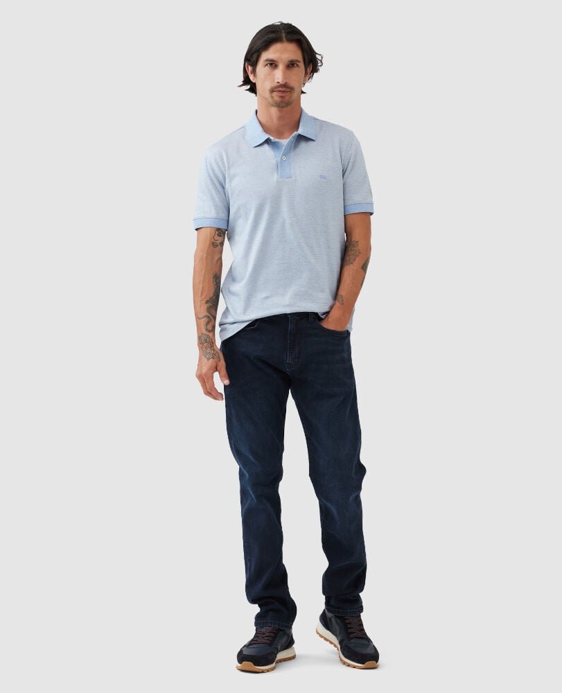 Le Bons Bay Sports Fit Polo, SKY, Off Front