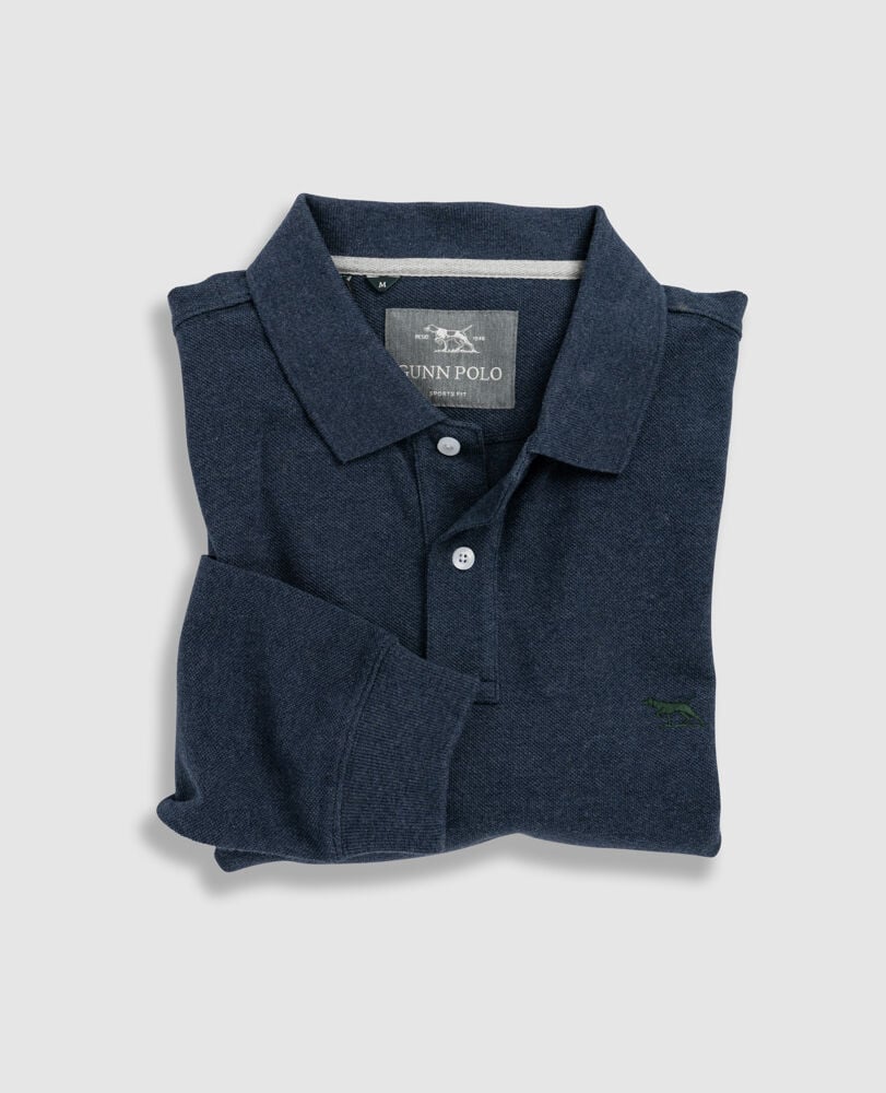 Long Sleeve Sports Fit Gunn Polo, DEEP OCEAN, Flat Lay