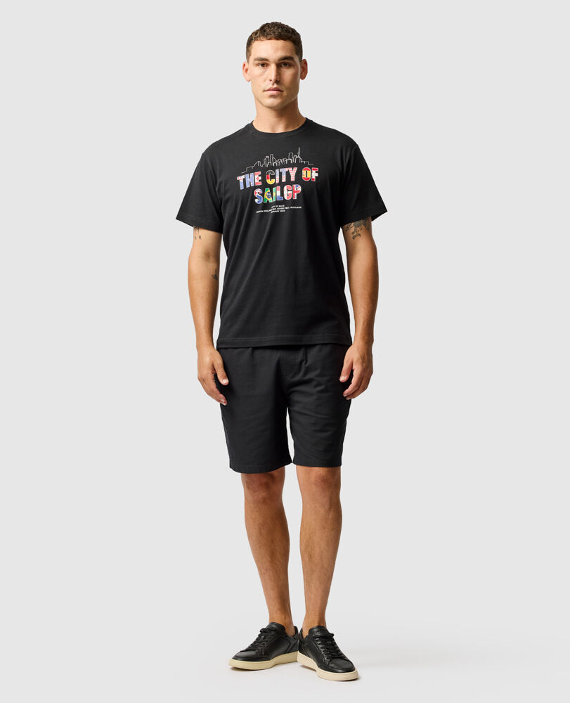 The City Of SailGP Sports Fit T-Shirt, LIQUORICE, Off Front