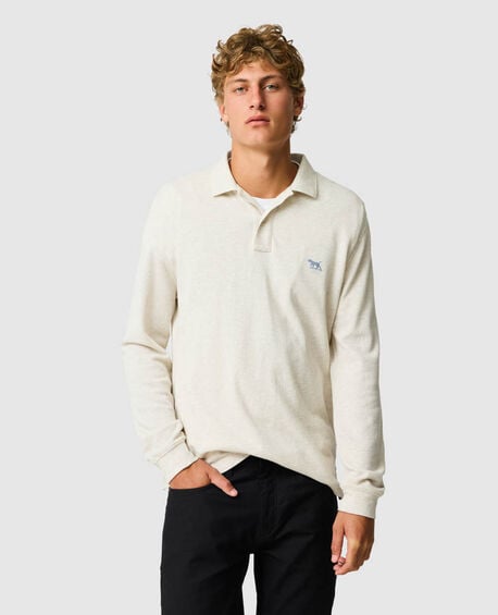 Long Sleeve Sports Fit Gunn Polo, NATURAL