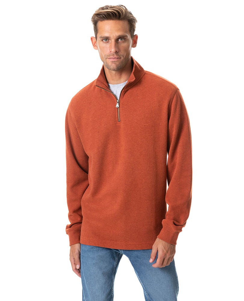 Alton Ave 1/4 Zip Sweatshirt, TERRACOTTA, Front