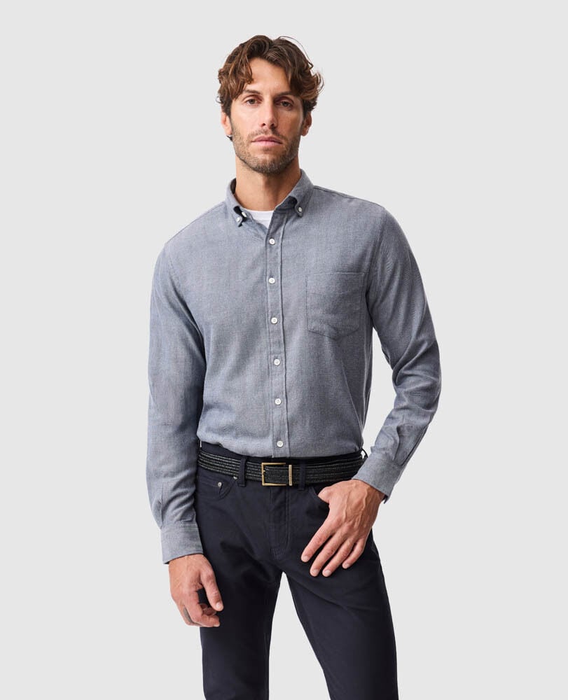 Barrhill Sports Fit Shirt, DENIM, Front