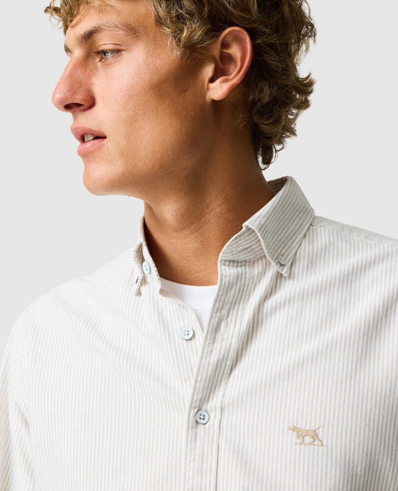 Gunn Oxford Stripe Sports Fit Shirt, NATURAL, Detail 3