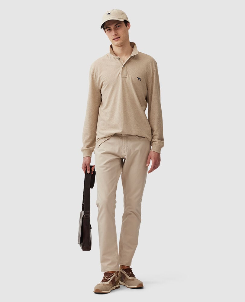 Long Sleeve Original Fit Gunn Polo, OAT, Off Front